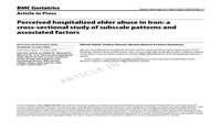 دکتر حسن دوست - پادکست طرح پژوهشی با عنوان: Perceived hospitalized elder abuse in Iran: a cross-sectional study of subscale patterns and associated factors