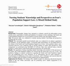 دکتر نبی زاده - پادکست طرح پژوهشی با عنوان:Nursing Students’ Knowledge and Perspectives on Iran’s Population Support Law: A Mixed-Method Study 