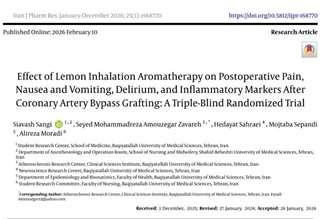 آقای سنگی - پادکست طرح پژوهشی با عنوان : Effect of Lemon Inhalation Aromatherapy on Postoperative Pain, Nausea and Vomiting, Delirium, and Inflammatory Markers After Coronary Artery Bypass Grafting: A Triple-Blind Randomized Trial