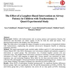 دکتر نوریان - پادکست طرح پژوهشی با عنوان: The Effect of a Laughter-Based Intervention on Airway Patency in Children with Tracheostomy: A Quasi-Experimental Study 