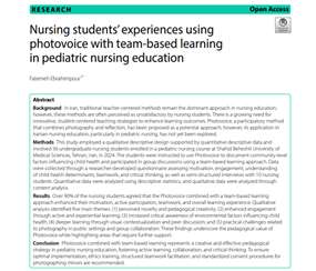پادکست طرح پژوهشی با عنوان:Nursing students’ experiences using photovoice with team-based learning in pediatric nursing education