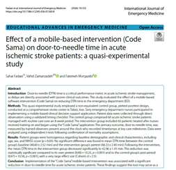 دکتر زمان زاده - پادکست طرح پژوهشی با عنوان: Effect of a mobile-based intervention (Code Sama) on door-to-needle time in acute ischemic stroke patients: a quasi-experimental study