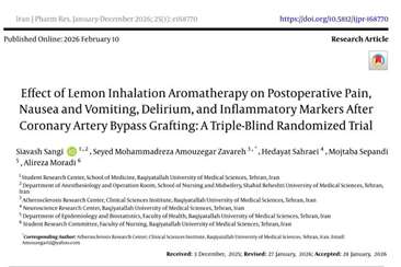 آقای سنگی - پادکست طرح پژوهشی با عنوان : Effect of Lemon Inhalation Aromatherapy on Postoperative Pain, Nausea and Vomiting, Delirium, and Inflammatory Markers After Coronary Artery Bypass Grafting: A Triple-Blind Randomized Trial